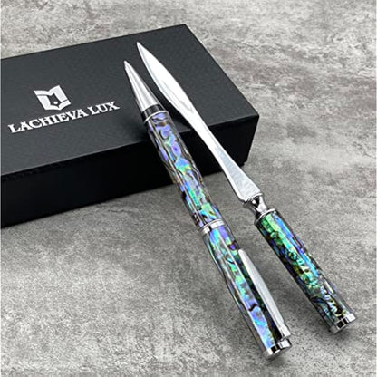 LACHIEVA LUX Luxury Abalone Shell Ballpoint Pen & Letter Opener Set, Unique Gift for Men & Women, Great for Christmas and Special Occasions