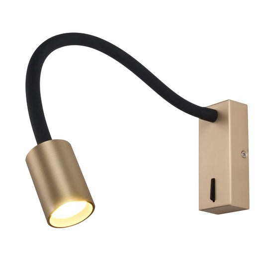 DAWALLIGHT LED Wall Reading Light, 5W Wall Mounted Antique Brass Reading Gooseneck Lamp Bedside for Bedroom Desk Stairs Study Room with Switch