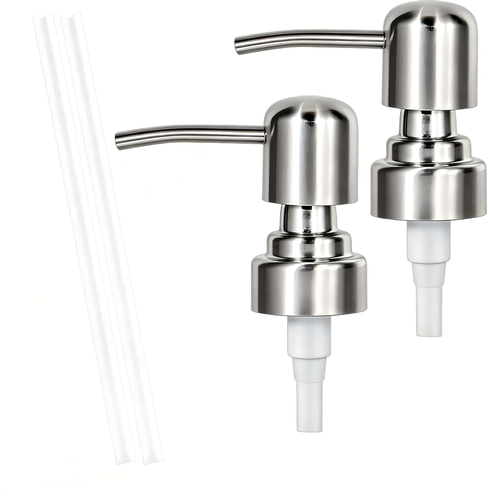 2PCS 304 Stainless Steel Soap Dispenser Pump Head – Replacement Soap Pump for Kitchen & Bathroom, Reusable Hand Soap Pump