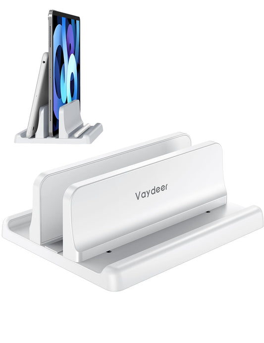 Vaydeer Vertical Laptop Stand Holder Plastic Adjustable Dock for MacBook Pro, Air, HP, Dell, Microsoft Surface, Lenovo, Up to 17.3 Inches White