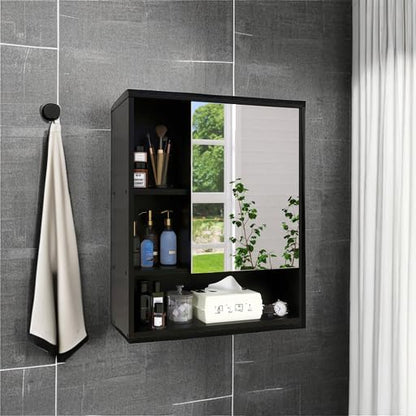 SMIBUY Bathroom Mirror Cabinet Wall Mounted, Bamboo Space Saver Medicine Cabinet, Wall Hanging Over Toilet Storage Cabinet with Mirror Door and