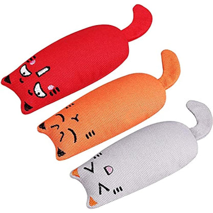 Bojafa Cat Catnip Toys for Indoor Cats: 3-Pack Soft Plush Kitten Toys for Scratching/Playing/Chewing/Teething Indoor