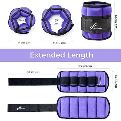Sportneer Ankle Weights Adjustable Ankle Weights Set Wrist Strap 0.45kg - 2.25kg Each Ankle, 0.9kg - 4.5kg a Pair