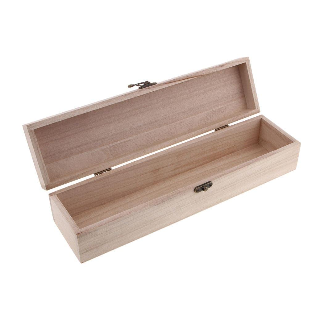 zalati Wooden Box Unfinished Natural Treasure Chest Case for DIY Craft Jewelry Storage
