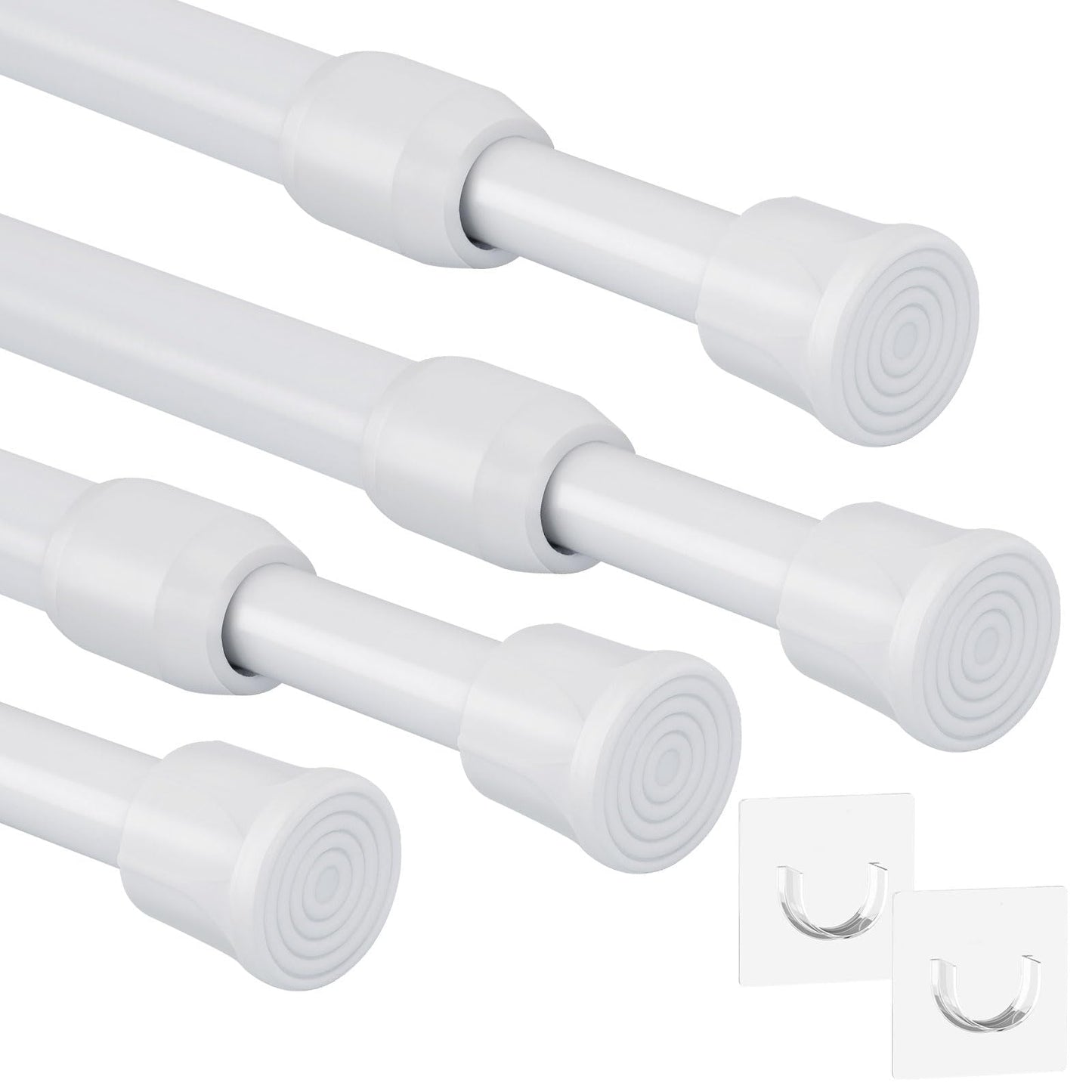 4 Piece Shower Rod Without Drill Stainless Steel Curtain Rod Holder Extendable Curtain Rod