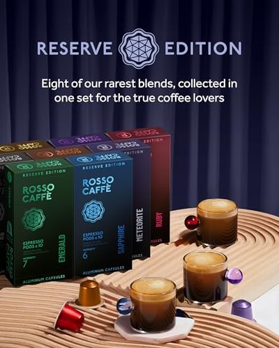 ROSSO CAFFÈ 80 Nespresso Machine Compatible Capsules, "Reserve Edition" Variety Pack, 8 Flavours, Aluminium Coffee Pods - Made in Italy