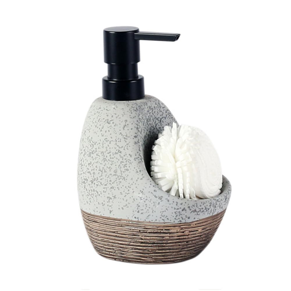 Hosoncovy 450ML Ceramic Liquid Soap Dispenser with Pump ，Pump Bottle Dispenser with Soap/Fome Holder