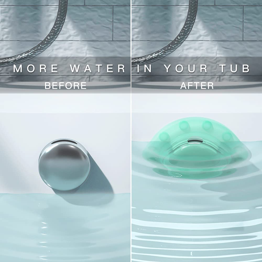MUSMU Bathtub Overflow Drain Cover,Foldable Tub Stopper with Deeper Bath