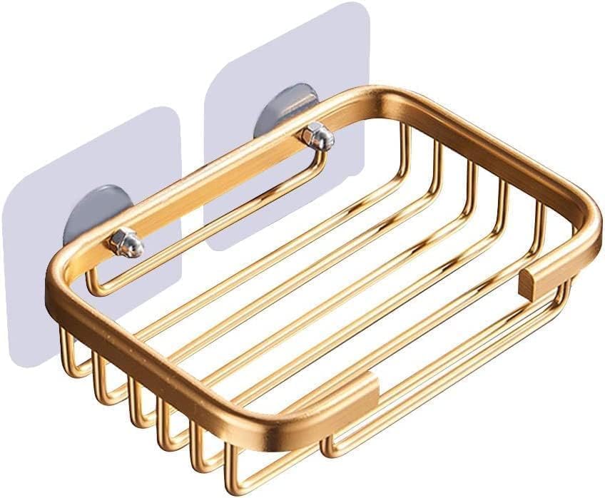 Gold Soap Dish for Shower Creative Hanging Drain Rack,Soap Holder Soap Dish Storage Rack,Self Adhesive Soap Dish Holder,Damage Free Hanging Bathroom