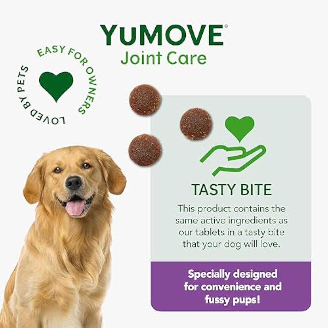 YuMOVE Joint Supplement for Dogs, ONE-A-DAY for Joint Care, Essential Dog Hip and Joint Aid for Stiff Medium Dogs with Glucosamine, Chondroitin, Green Lipped Mussel, 30 Chews - 1 Month supply