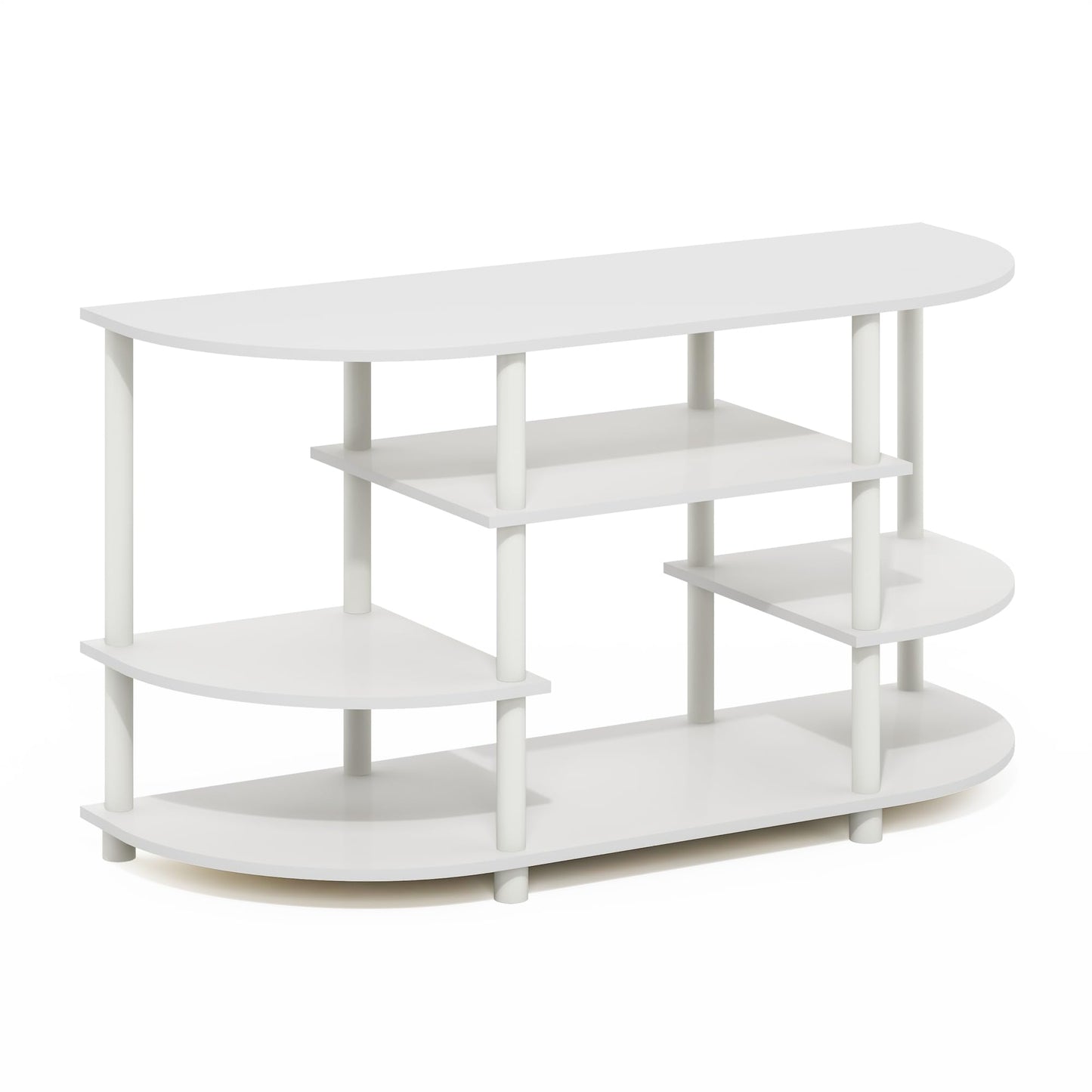 Furinno JAYA TV Stand, Simple Design Corner Entertainment Center, TV Console for TV up to 46 Inch, for Living Room, Bedroom, White