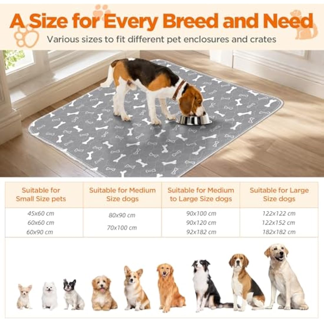Baodan Puppy Pads Washable, 2 Pack Reusable Puppy Training Pads, Super Absorbent Waterproof Dog Mat Pee Pads for Dogs, Fast Drying Training Pads for Home, Car, Travel - 122x122 cm