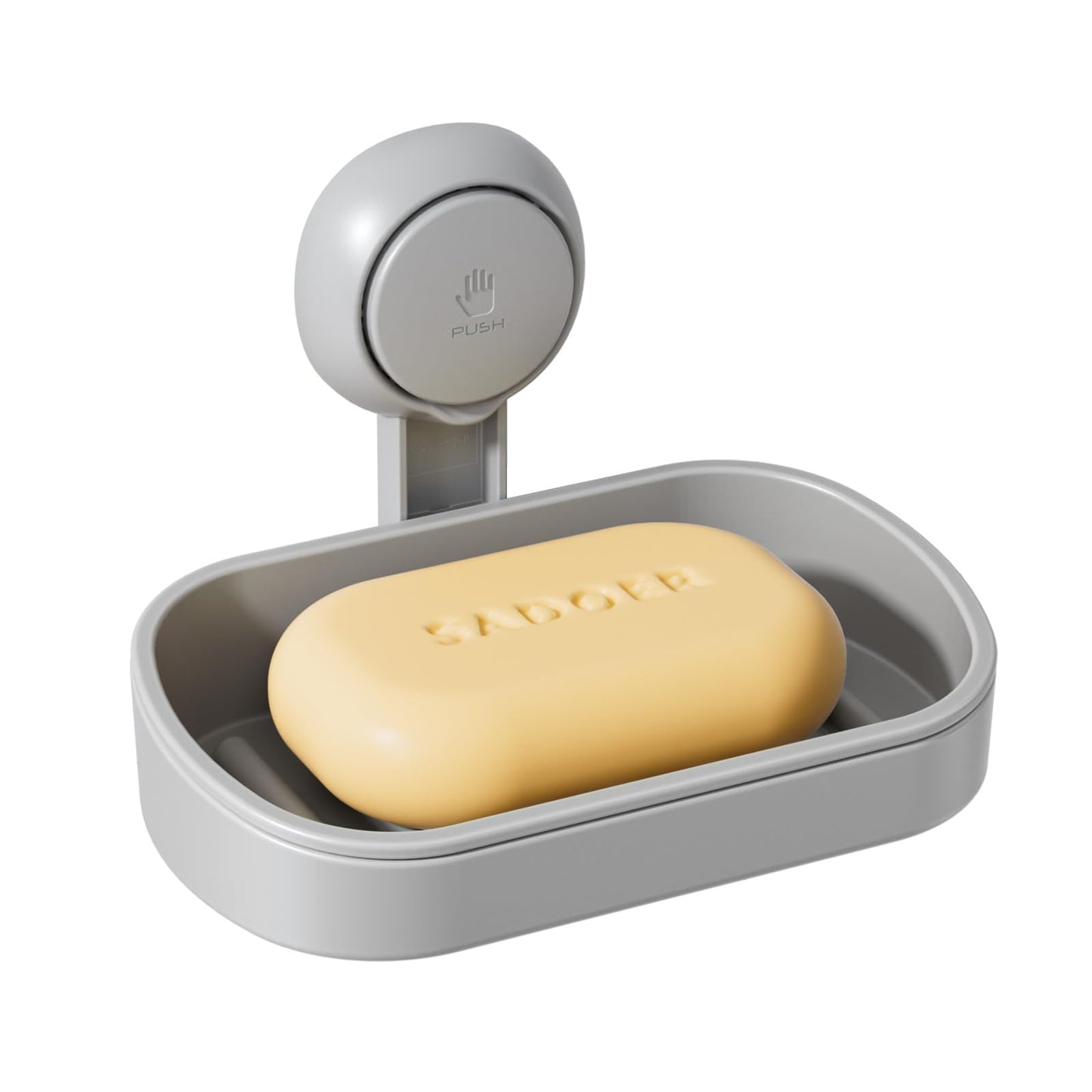 LEVERLOC Soap Dish for Shower, Drill-Free Suction Sponge Holder,Grey