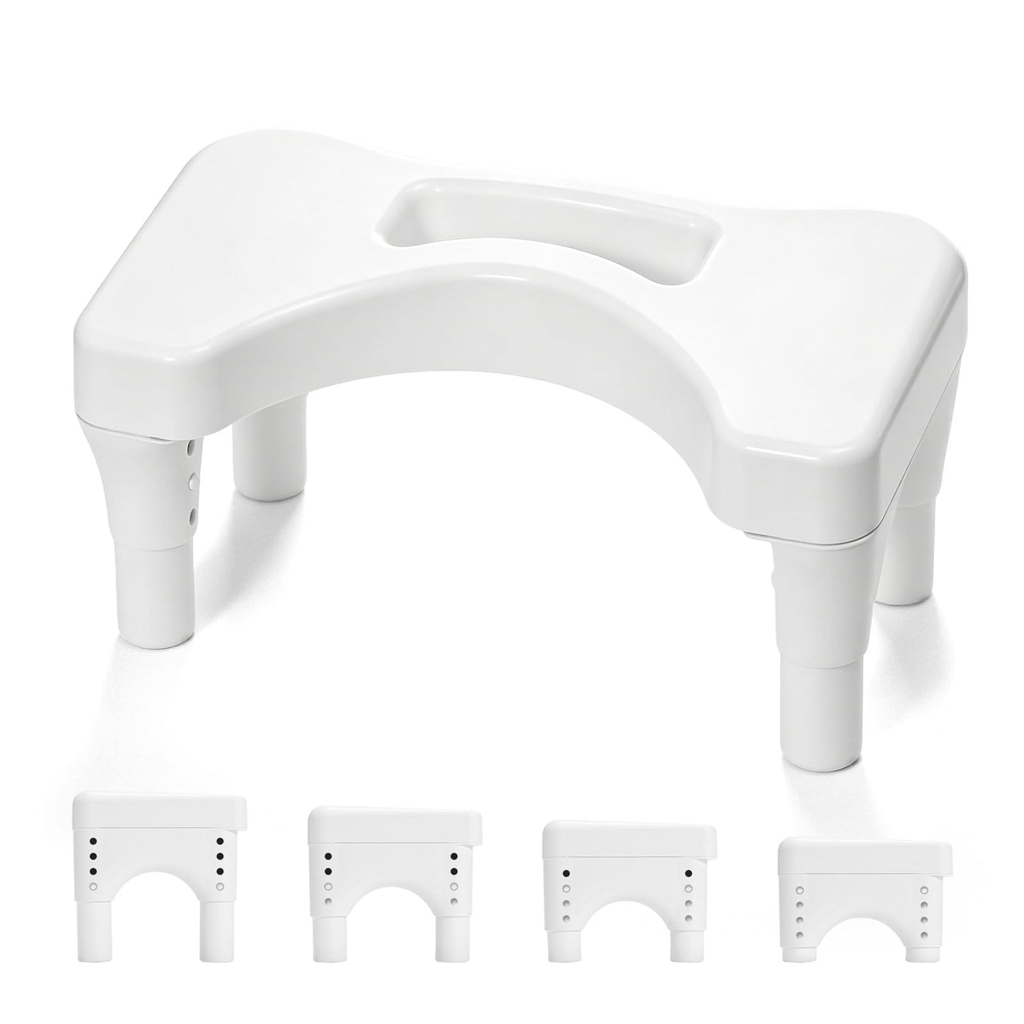 Fanwer Poop Stool Toilet White Adults for Bathroom, 5.9" to 8.5" Adjustable Height Toilet Stools Squat Adult