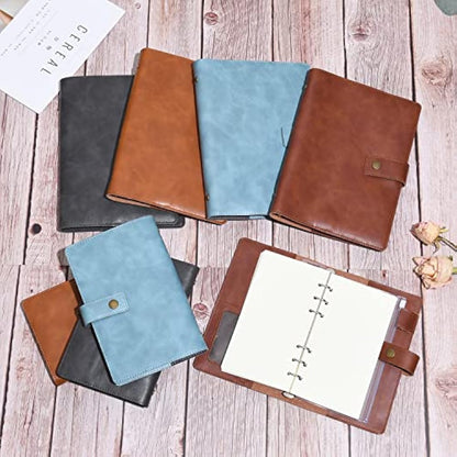 WONDERPOOL Leather Diary Refillable Notebook Spiral Journal Binder Portfolio - A5 Dot Grid Paper & Inner Pockets for Travel Work and Personal Organizer (Coffee, A5)