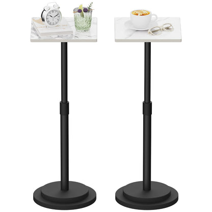 GUOHNHE Square Side Table, Height Adjustable Drink Stand, 2 Pack, White