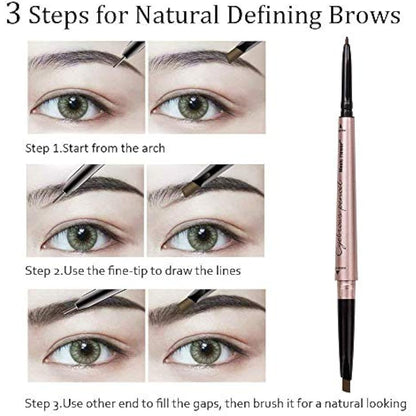 HeyBeauty Eyebrow Pencil with Brow Brush, Double Ended Eyebrow Pen, Automatic Makeup Cosmetic Tool (Khakl Coffee)
