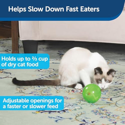 PetSafe Pet Supplies SlimCat Food-Dispensing Cat Toy Green, Treat Toy, Interactive Food Dispenser, Activity Snack Ball for Cats of All Ages, Green, Medium