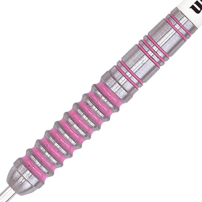 Unicorn Steel Tip Darts Set | Autograph Series Style 1 | 80% Natural Tungsten Barrels with Pink Accents | 22 g
