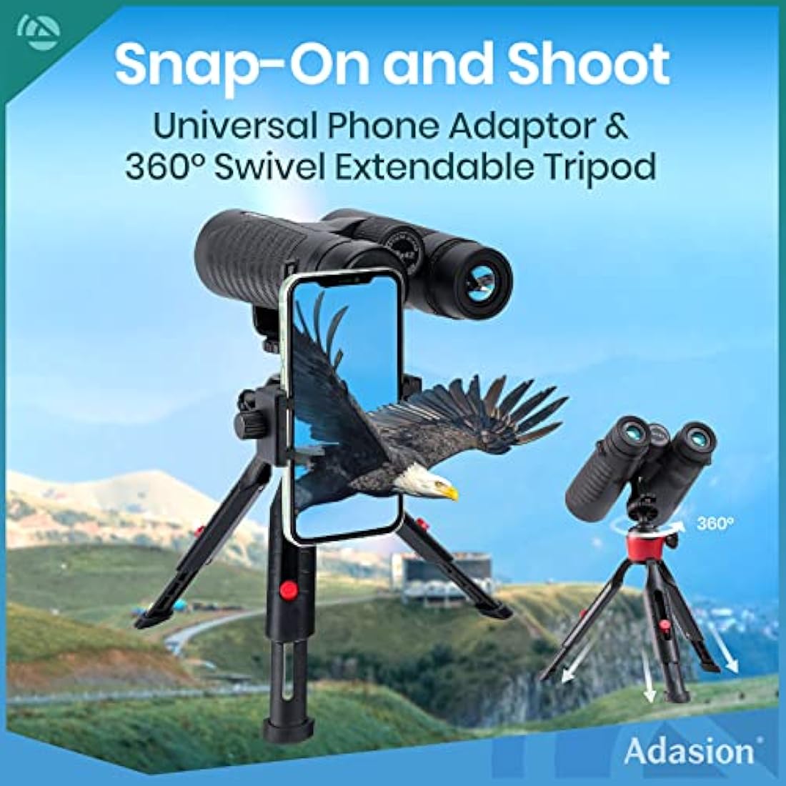 12x42 HD Binoculars for Adults High Power with Phone Adapter and Tripod- Super Bright Binoculars with Large View- Lightweight Waterproof Binoculars for Bird Watching Stargazing Cruise Travel Hiking