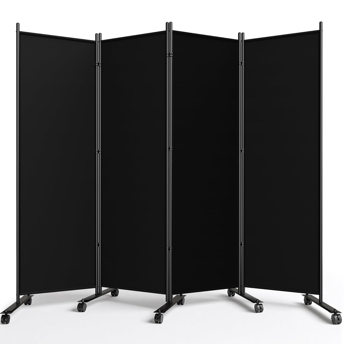 4 Panel Room Divider 183CM Folding Privacy Screens with Lockable Wheels