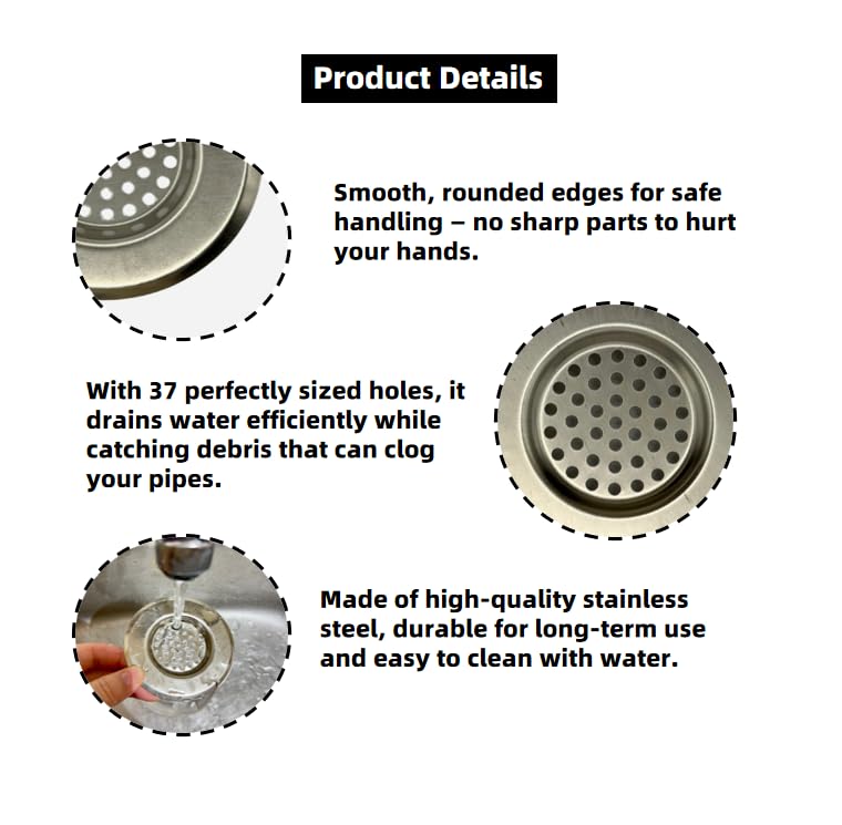 TO EVERYWHERE Stainless Steel Kitchen Sink Strainer Plug, Standard Strainer Drain Protector Hair/Food Catcher for Bathroom, Kitchen, Shower