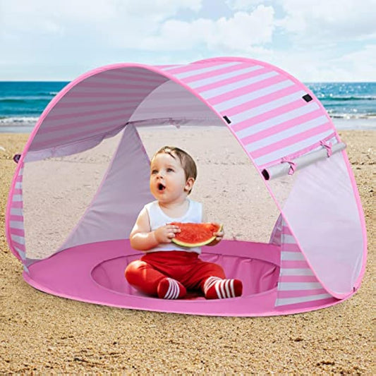 Pop up Beach Tent Outdoor Automatic UV Protection baby Portable Shade Sun Shelter Canopy Tent for Family Garden Camping Picnic (Pink)