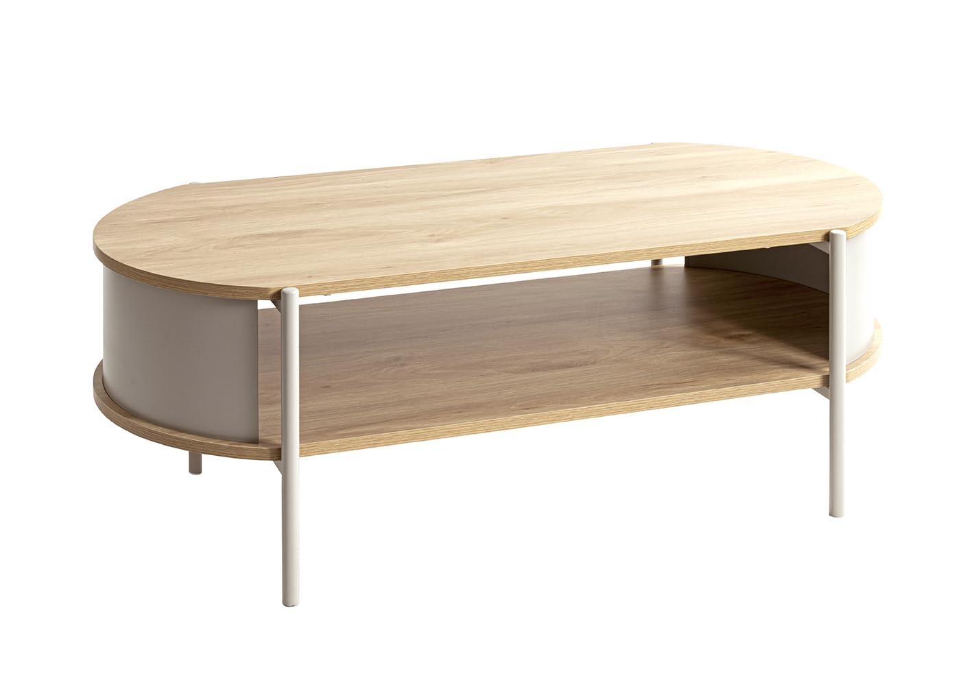 HAKU coffee table, oak, grey, metal, chipboard. Dimensions: W 100 x H 37 x D 54 cm. Style: Modern