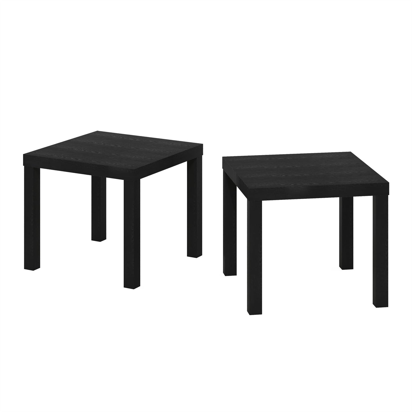Furinno CLASSIC Side Table Set of 2, Square End Table with 1.8 Thick Tabletop, Night Stand, Bedside Table, for Living Room, Bedroom, Black