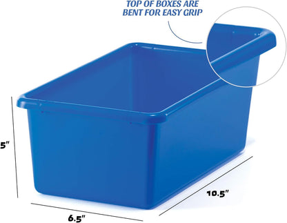 Prextex TOY PLASTIC STORAGE BINS | Stackable Storage Boxes, Plastic Storage, Book Storage, Craft Storage for Shelves