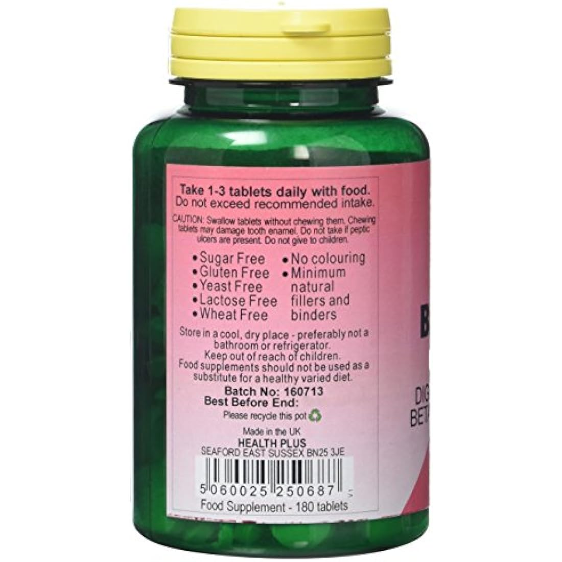 Health Plus Betaine Hcl + Pepsin Digestive Health Supplement - 180 Tablets