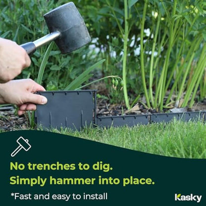 Easy to Install Lawn Edging Border - Simply Hammer into Place, No Trenches to Dig - Durable & Flexible Garden Edging - Invisible Grass & Path Edge from Recycled Plastic - 26.7 m / 87 ft Long