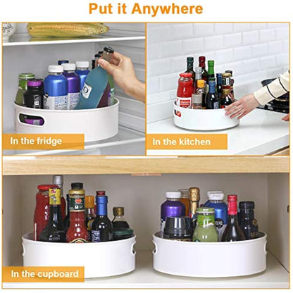Semlos 2 Packs Turntable Lazy Susan Organizers, 9" and 12" Spice Rack Organisers for Kitchen Organization and Storage, Non-Slip Under Sink Organizers for Pantry, Cabinet, Office, Bathroom