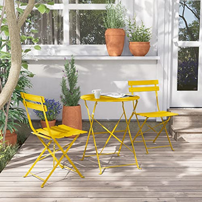 Grand patio Folding Bistro Set 3 Pieces, Conversation Set, Folding 2 Chairs and 1 Table, Weather Resistant, Patio Table Chairs for Balcony,Yard,