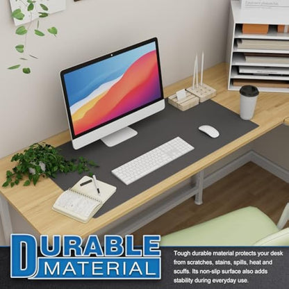 K KNODEL Large Office Leather Desk Mat, Mouse and Keyboard Pad, Computer and Laptop Mat, Desktop Protector and Cover, Writing Pad and Blotter (80x40cm, Dark Gray)