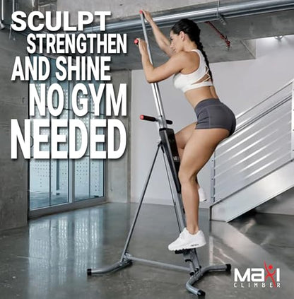 New Image Maxi Climber - Vertical Climbing Cardio Exercise Machine - Full Body Workout - Multifunctional At Home Gym Equipment - Black/Grey