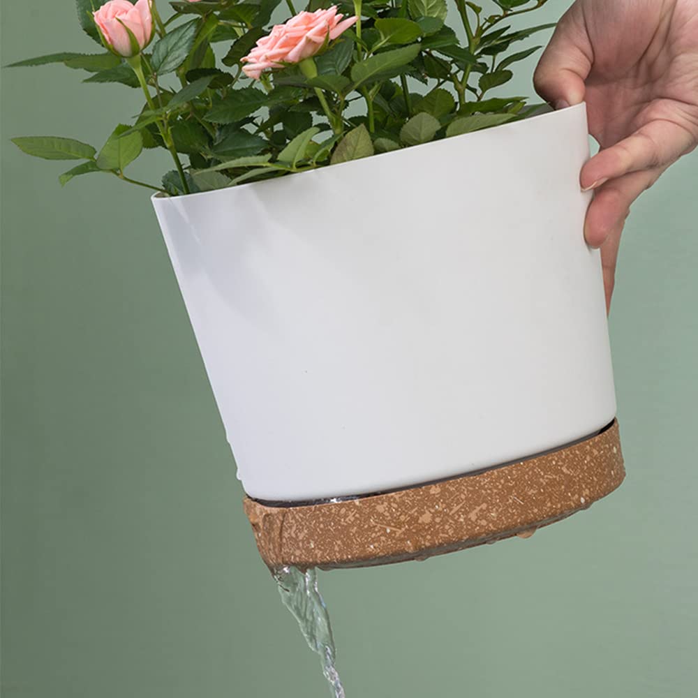 ZMTECH 30.5cm Plant Pots, Modern Planters with Drainage Holes and Detachable Saucer, Plastic Flower Pots for Plants for House Garden Windowsill (Set