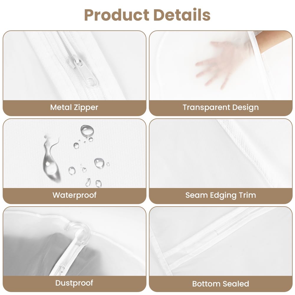 HOTUT 6 PCS Transparent Dustproof Suit Covers Set,60×100CM Garment Bags