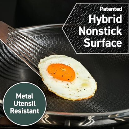 HexClad Hybrid Nonstick Frying Pan, 20 cm, Stay-Cook Handle, Oven Safe, Induction-Ready, Compatible with All Cooktops