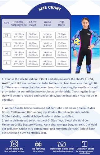 Yikayin Kids Wetsuit Full Length, 2.5MM Teens Diving Swimming Suit Back Zipper, Boys Girls Neoprene Wetsuit for Swimming Diving Snorkeling Surfing SUP
