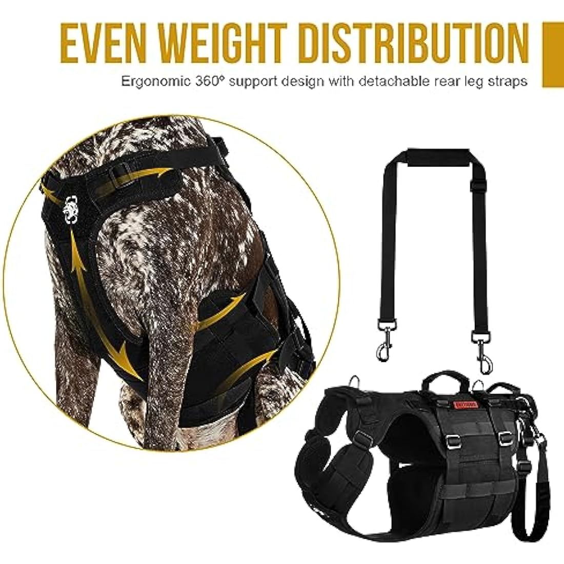 OneTigris Dog Lift Harness for Large Dogs, Dog Support Sling for Back Legs, DOG Lifter with Handles Invictus Multifunctional Mobility Assistance Vest Hip Support Brace