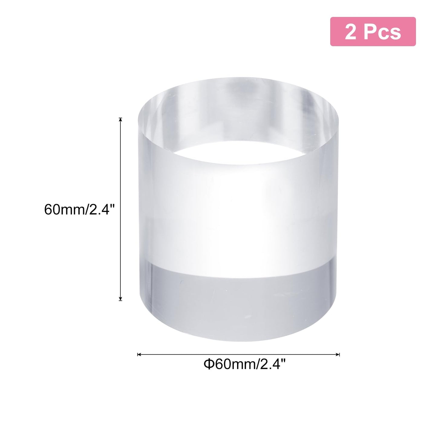 sourcing map 2pcs Acrylic Cylinder Display Blocks, 60 x 60 mm/2.4" x 2.4" Clear Jewelry Display Base Polished Cube Riser Stand Display Holder Base