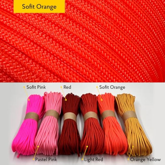 EdcX Paracord 4mm, 35+ Solid Colors (10m, 15m, 30m, 50m, 100m, 300m) | Ideal for Crafting, DIY, Camping, Survival, Outdoor | 100% Nylon Rope 4mm | Tactical Cord 550 Type III