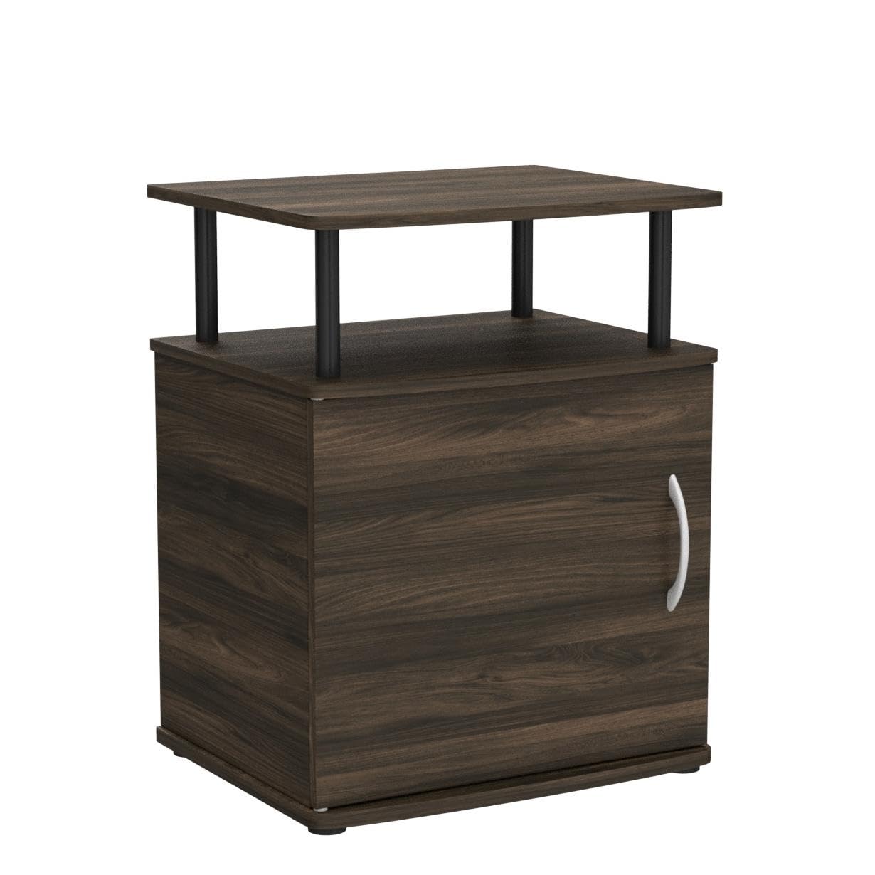 Furinno JAYA Side Table Set of 2, 2-Tier Open Shelf End Table with Door Cabinet, Soft-edges Night Stand, Bedside Table, for Living Room, Bedroom