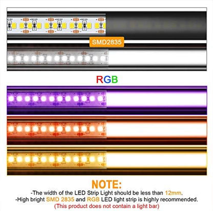 Jirvyuk LED Aluminum Channel, 10 Pack 1m/3.3ft Led Diffuser Strip and Profile for LED Strip Lights with Black Cover Indoor, End Caps and Metal Mounting Clips - (U Shape)