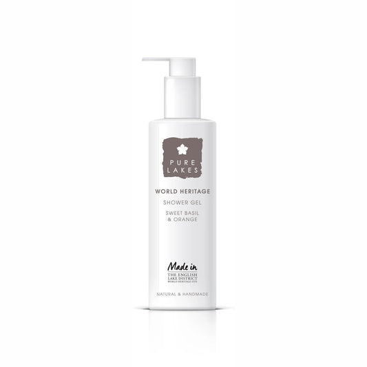 Pure Lakes Sweet Basil & Orange Shower Gel - Pump | Organic Shower Gel with Sweet Basil & Orange Essential Oils | Vegan Shower Gel Made with Organic
