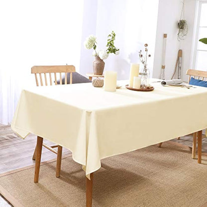 Deconovo Oxford Decorative Cream Tablecloth - Wipeable, Water Resistant, Rectangle, 137x200cm (54x79in), Perfect for Picnics