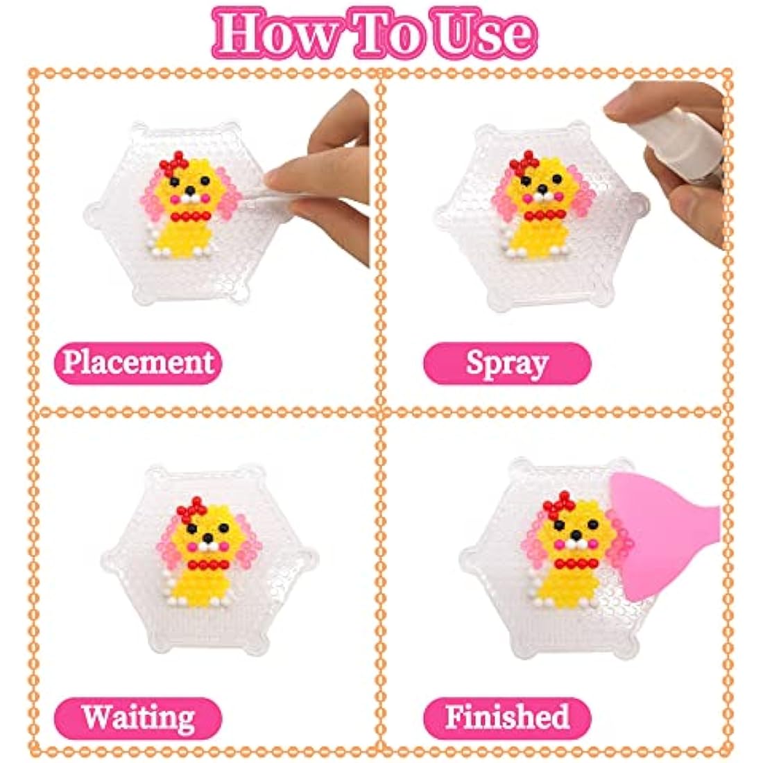 Chennyfun Water Fuse Beads Set, 24-Color DIY Sticky Beads, 3000 PCS Refill, Frozen Puzzle Educational Toy