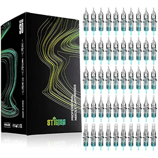 STIGMA 50Pcs Tattoo Cartridges Needles Disposable Mixed #12 Standard Round Liner Curved Magnum Shader 3RL 5RL 7RL 9RM 15RM EN02B-50KIT-X