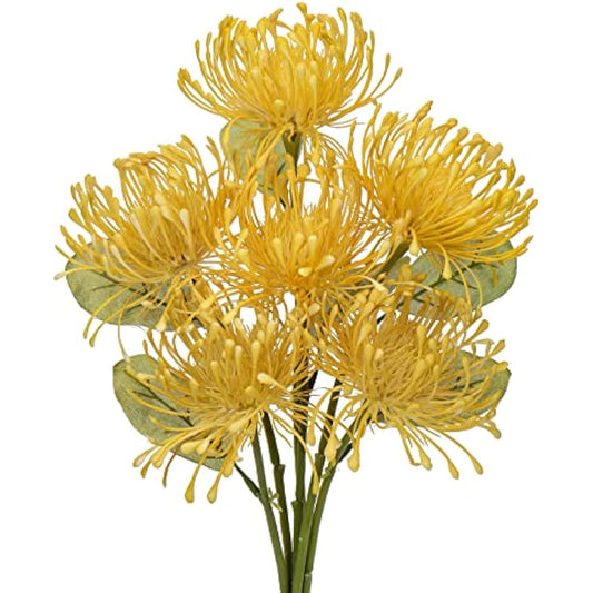 Briful 6 PCS Artificial Chrysanthemum Flowers Yellow Artificial Flowers Spider Mum Fake Flowers Pick Artificial Spider Mum Flowers for Floral Arrangment Wedding Bouquet Home Bathroom Decor